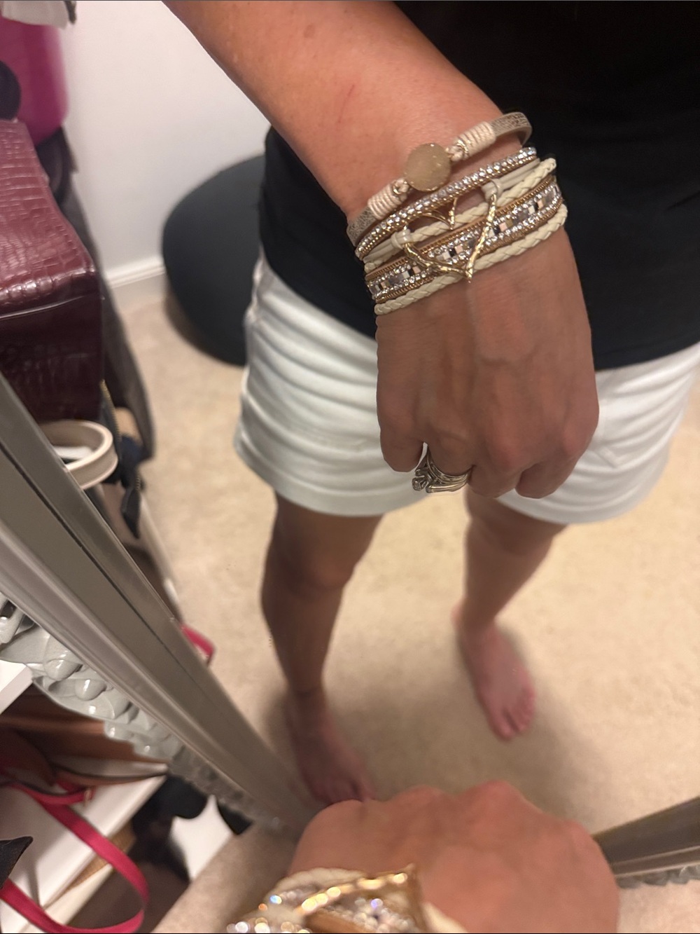 Layered Cream and Gold Wrap Bracelet - Picture 5 of 5